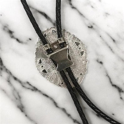 Southwestern Black Bolo Tie: Leather Cord Cowboy Necktie Onyx, Groomsmen Country Wedding