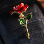 Valentine's Day gift red rose brooch handmade enamel oil drip rose pin gift