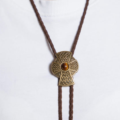 Gold bolo tie necklace, Cross bolo tie for men, Tiger eye bolo tie, Bolo tie brown cord, Bolo ties for women brown, Cowboy bolo tie for men
