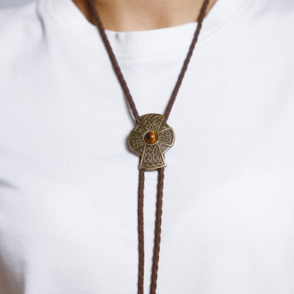 Gold bolo tie necklace, Cross bolo tie for men, Tiger eye bolo tie, Bolo tie brown cord, Bolo ties for women brown, Cowboy bolo tie for men