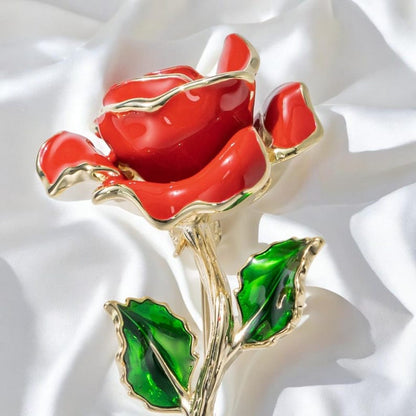 Valentine's Day gift red rose brooch handmade enamel oil drip rose pin gift