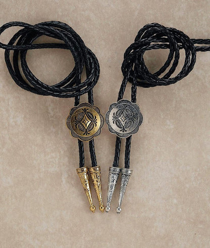 Vintage Western Bolo Tie: Cowboy Rodeo Necklace, Antique Bronze & Silver