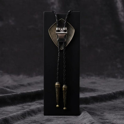 Bolo Cravate Croix Bouclier Western pour Hommes et Femmes - Accessoires de Mariage Cowboy en Laiton Antique