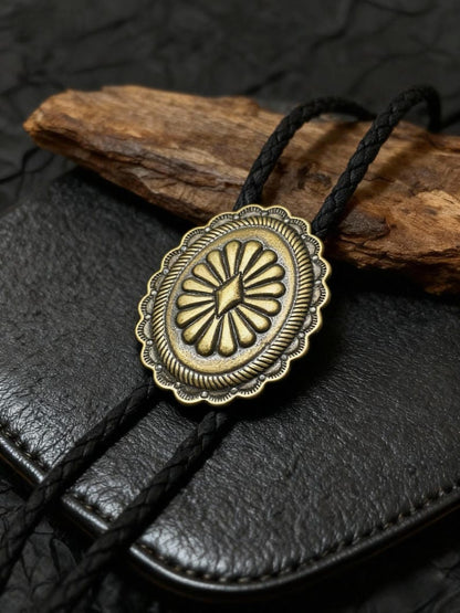 Concho cowboy bolo tie for mens, Antique Floral Engraved brown bolo tie for mens wedding, Cowboy Wedding Groomsmen Gift for him
