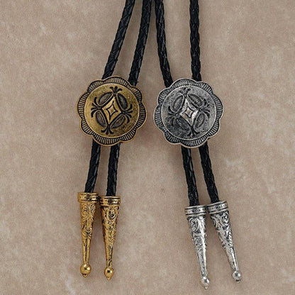 Vintage Western Bolo Tie: Cowboy Rodeo Necklace, Antique Bronze & Silver