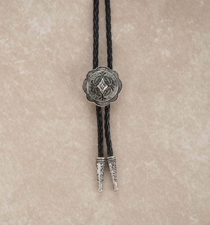 Vintage Western Bolo Tie: Cowboy Rodeo Necklace, Antique Bronze & Silver