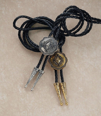 Vintage Western Bolo Tie: Cowboy Rodeo Necklace, Antique Bronze & Silver