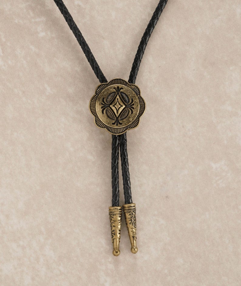 Vintage Western Bolo Tie: Cowboy Rodeo Necklace, Antique Bronze & Silver