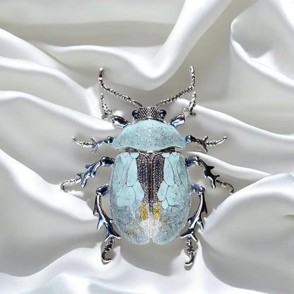 Original Macaron Blue Beetle Brooch European Renaissance style, unique design women's pin gift