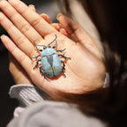 Original Macaron Blue Beetle Brooch European Renaissance style, unique design women's pin gift