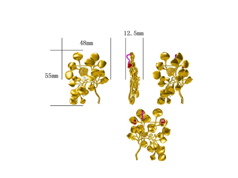 Blue vintage eucalyptus brooch, artist's botanical corsage pin