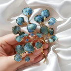 Blue vintage eucalyptus brooch, artist's botanical corsage pin