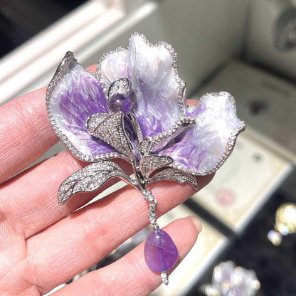 Natural pearl jasmine brooch High-end luxury exquisite wedding brooch