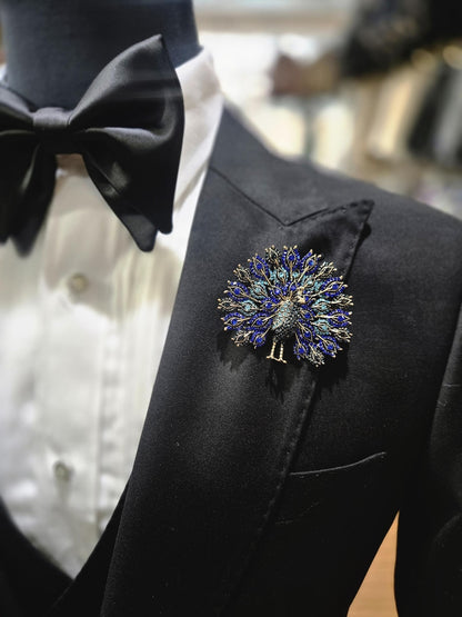 Blue color  peacock Brooch Pin: Elegant Luxe Lapel Accessory