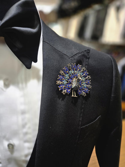 Blue color  peacock Brooch Pin: Elegant Luxe Lapel Accessory