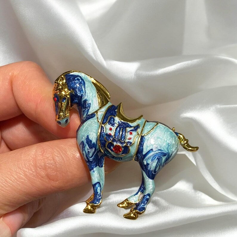 Original design intangible cultural heritage handmade enamel horse brooch