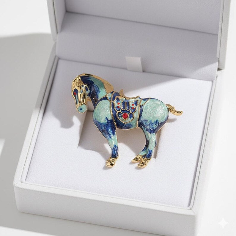 Original design intangible cultural heritage handmade enamel horse brooch