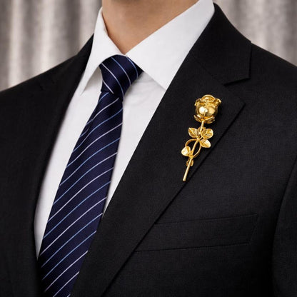Rose Lapel Pin for Men – Zinc Alloy Flower Brooch for Suit Jacket, Gift for Him