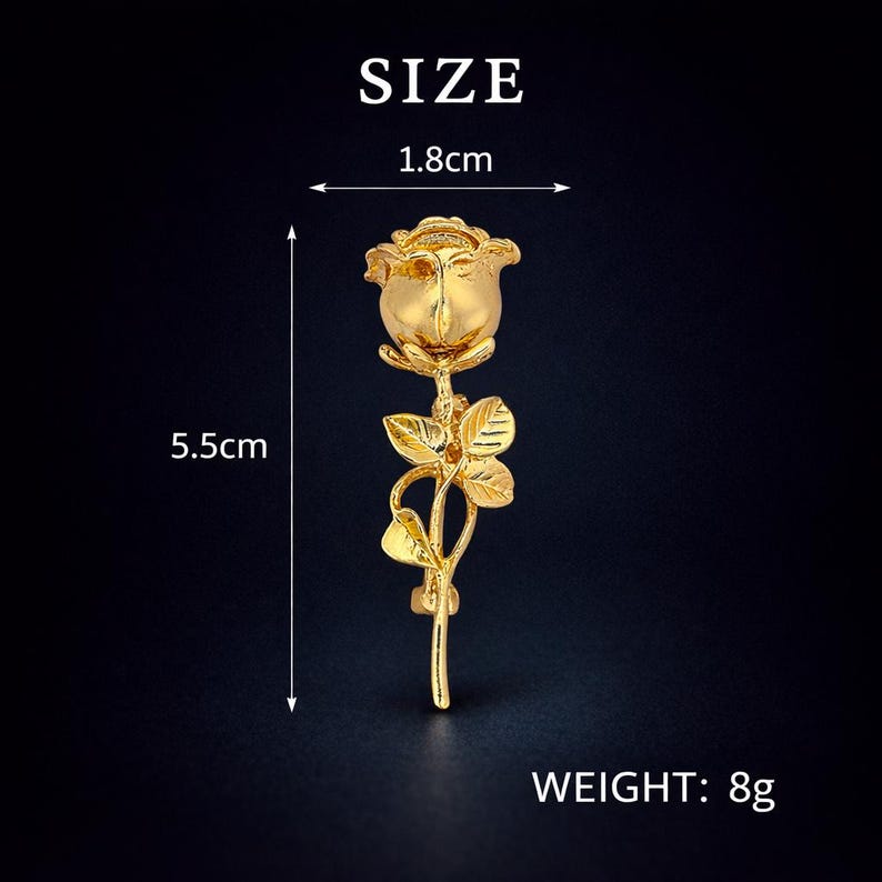 Rose Lapel Pin for Men – Zinc Alloy Flower Brooch for Suit Jacket, Gift for Him