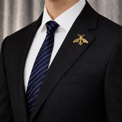 Bee Lapel Pin for Men – Gold Tone Zinc Alloy Insect Brooch for Suit Jacket