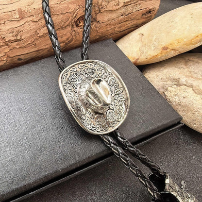 Cowboys Hat Mens Groomsmen Bridegroom Bola Bolo Tie Western Wedding Necklace - Boots Pendents Necktie