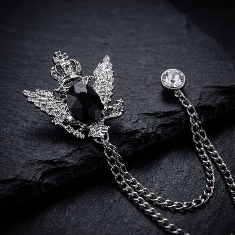 Silver Pegasus brooch, handmade jacket lapel pin brooch, men's British style brooch, men's gift, wedding groomsman,men's jewelry accessory