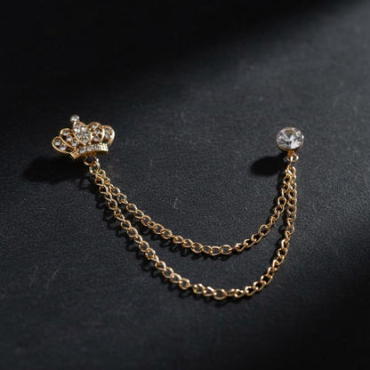 Gold fox brooch, gold fox lapel pin, tassel style, suit accessory, shirt button, animal and plant brooch, men's accessory