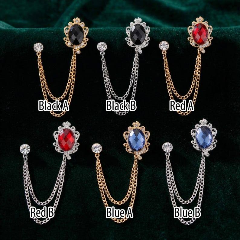 Chrysoberyl brooches,Chrysoberyl suit lapel brooches, coat lapel chain pins, men's brooches, wedding jewelry accessories