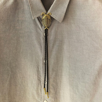 Trilobite Beetle Bolo Tie for Men Women - Brass Insect Bug Native Necktie Fashion Accessories