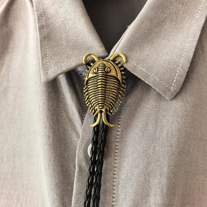 Trilobite Beetle Bolo Tie for Men Women - Brass Insect Bug Native Necktie Fashion Accessories