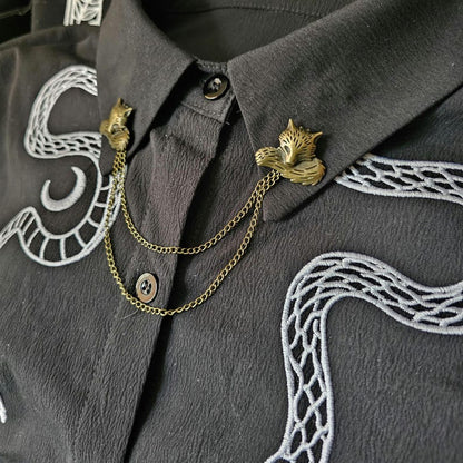 Collar Pin Double Chain. Collar Chain. Collar Pin. Fox Collar Pins. Collar Clips. Collar Pendant. Lapel pins. Nature. Animals. Vintage style