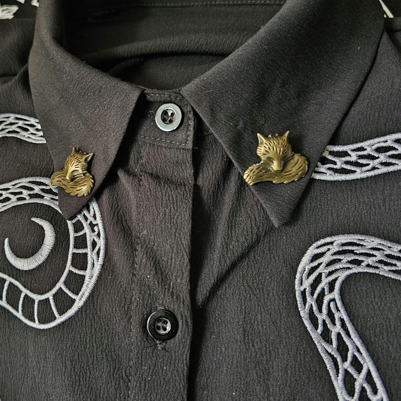 Collar Pin Double Chain. Collar Chain. Collar Pin. Fox Collar Pins. Collar Clips. Collar Pendant. Lapel pins. Nature. Animals. Vintage style