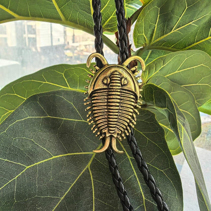 Trilobite Beetle Bolo Tie for Men Women - Brass Insect Bug Native Necktie Fashion Accessories