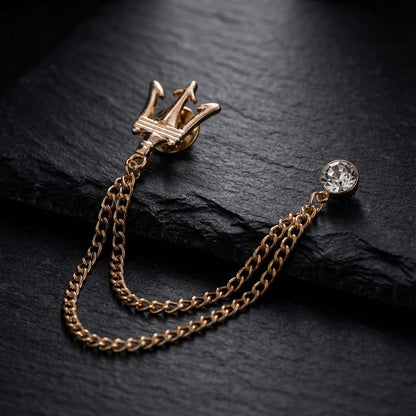 Antique Golden Crown Brooch Chain,Men's Suit Collar Pin for Wedding,Lapel Chain Pin,Gifts for men