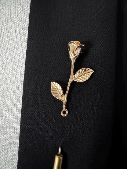 Rose flower with leaf Lapel Pin for Men, Wedding Groomsmen Boutonniere, Men Suit Lapel Pin Acessories, Men Lapel Brooch, Gift for him Men