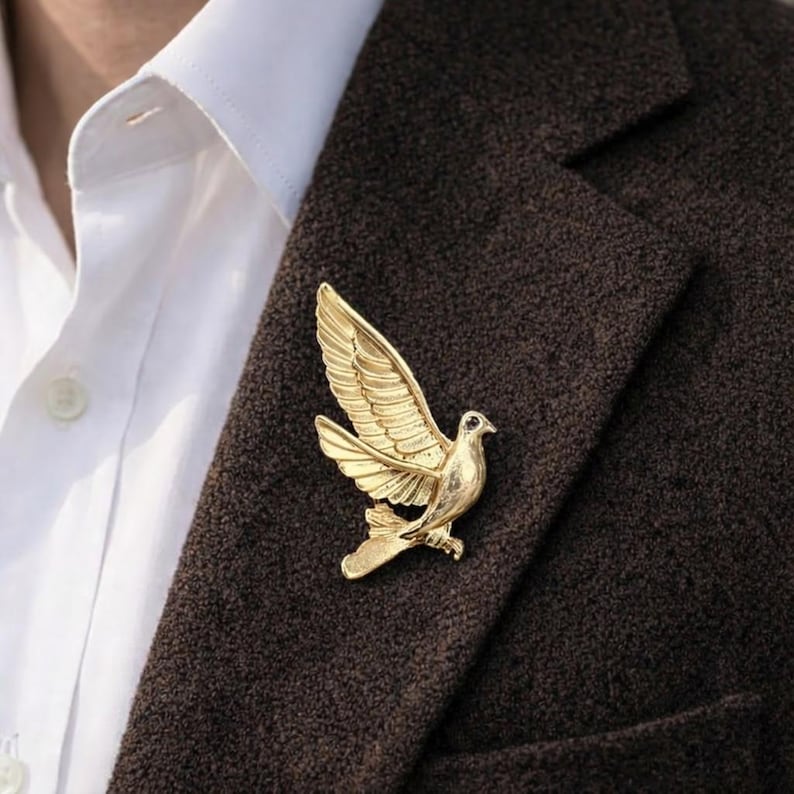 Dove Lapel Pin for Men – Electroplated Alloy Suit Brooch, Business Style