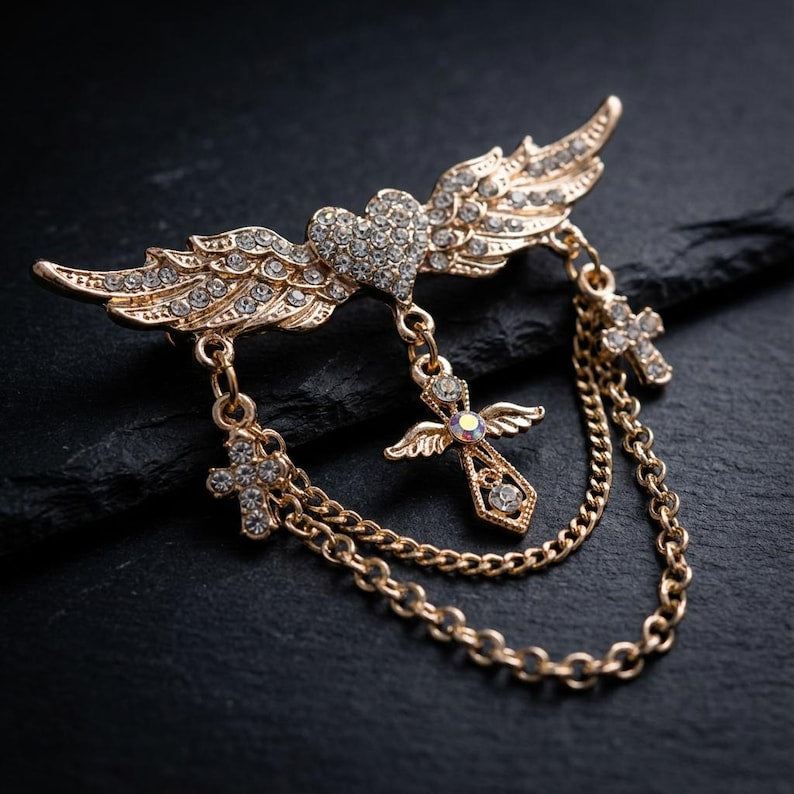 Silver Pegasus brooch, handmade jacket lapel pin brooch, men's British style brooch, men's gift, wedding groomsman,men's jewelry accessory