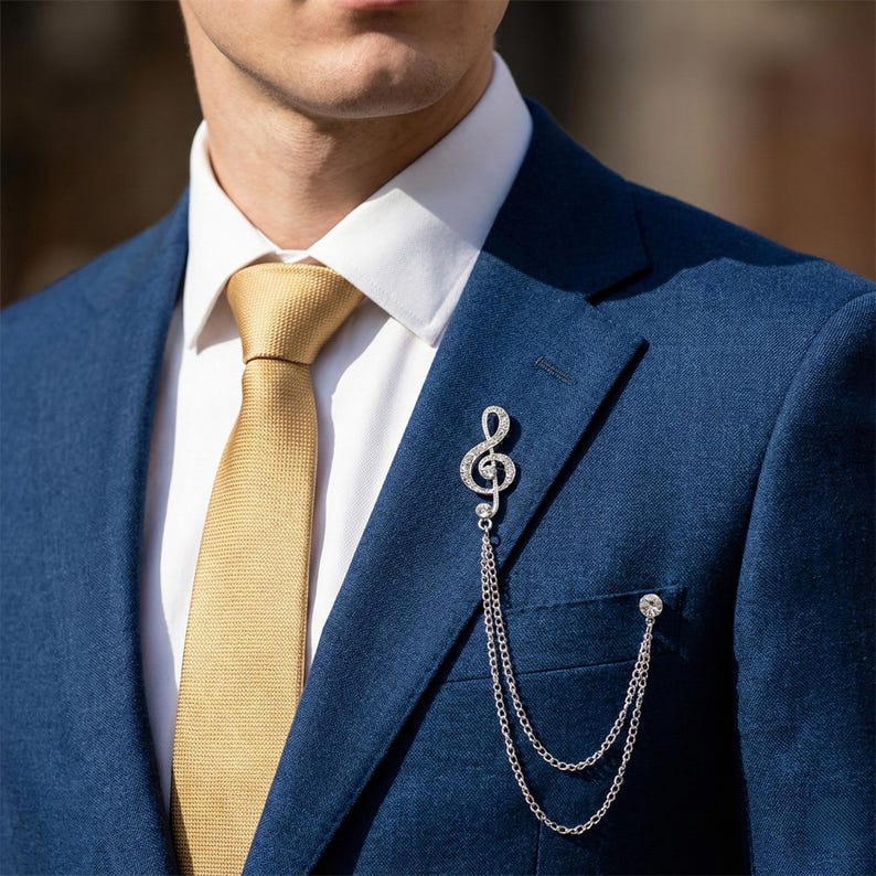 Gold bow brooch, gold bow lapel pin, tassel style, men's brooch, groom's gift, suit accessory, shirt button, men's accessory