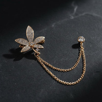 Gold fox brooch, gold fox lapel pin, tassel style, suit accessory, shirt button, animal and plant brooch, men's accessory