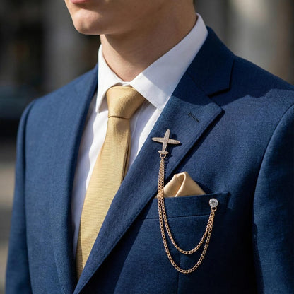 Gold fox brooch, gold fox lapel pin, tassel style, suit accessory, shirt button, animal and plant brooch, men's accessory