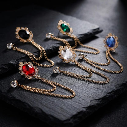 Chrysoberyl brooches,Chrysoberyl suit lapel brooches, coat lapel chain pins, men's brooches, wedding jewelry accessories