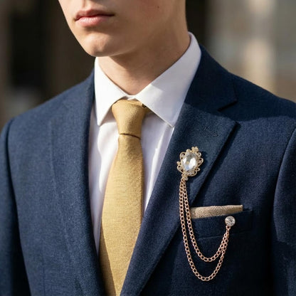 Chrysoberyl brooches,Chrysoberyl suit lapel brooches, coat lapel chain pins, men's brooches, wedding jewelry accessories