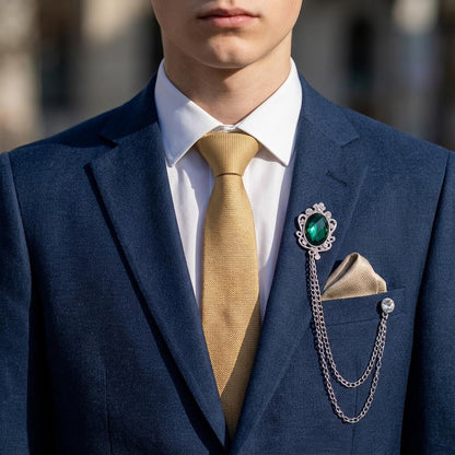 Chrysoberyl brooches,Chrysoberyl suit lapel brooches, coat lapel chain pins, men's brooches, wedding jewelry accessories