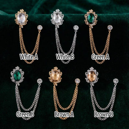 Chrysoberyl brooches,Chrysoberyl suit lapel brooches, coat lapel chain pins, men's brooches, wedding jewelry accessories