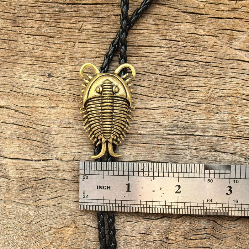 Trilobite Beetle Bolo Tie for Men Women - Brass Insect Bug Native Necktie Fashion Accessories
