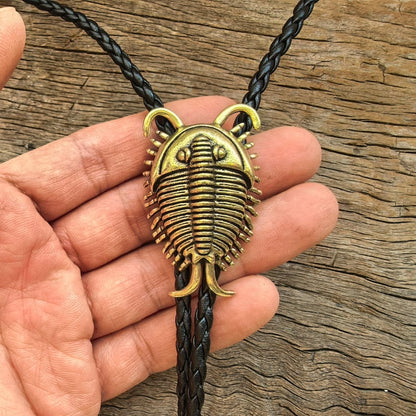 Trilobite Beetle Bolo Tie for Men Women - Brass Insect Bug Native Necktie Fashion Accessories