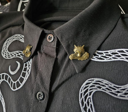 Collar Pin Double Chain. Collar Chain. Collar Pin. Fox Collar Pins. Collar Clips. Collar Pendant. Lapel pins. Nature. Animals. Vintage style