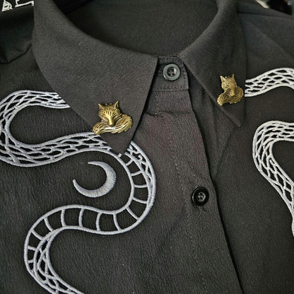 Collar Pin Double Chain. Collar Chain. Collar Pin. Fox Collar Pins. Collar Clips. Collar Pendant. Lapel pins. Nature. Animals. Vintage style