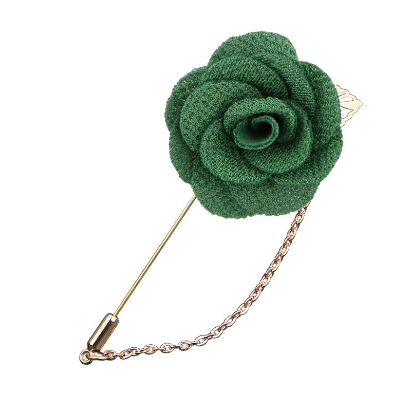 Lapel pins featuring blooming roses, for men, with gold chains