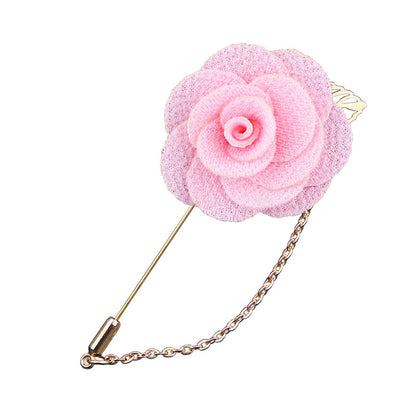 Lapel pins featuring blooming roses, for men, with gold chains